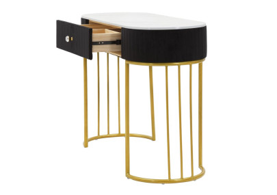 Console Montpellier Preto – Metal, madeira e tecido multicolorido 100x43x74 cm