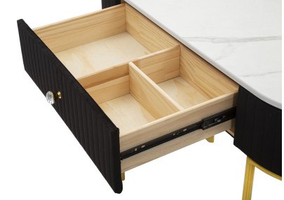 Console Montpellier Noire – Métal, bois et tissu multicolore 100x43x74 cm