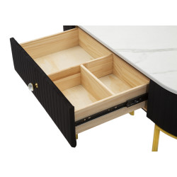 Console Montpellier Preto – Metal, madeira e tecido multicolorido 100x43x74 cm