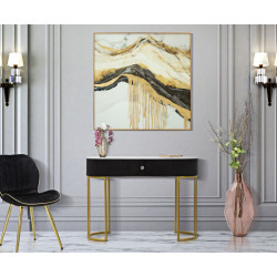 Console Montpellier Preto – Metal, madeira e tecido multicolorido 100x43x74 cm