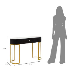 Console Montpellier Preto – Metal, madeira e tecido multicolorido 100x43x74 cm