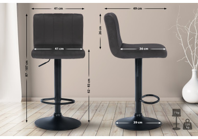 Tabouret de bar Jamie en velours noir