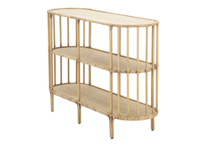 Console Panama 3 étagères – Métal, rotin et plastique 120x37,5x80 cm