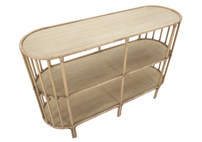 Console Panama 3 prateleiras – Metal, rattan e plástico 120x37,5x80 cm