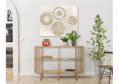 Console Panama 3 étagères – Métal, rotin et plastique 120x37,5x80 cm