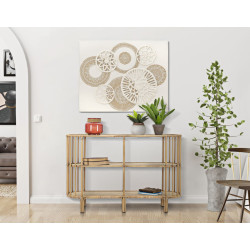 Console Panama 3 étagères – Métal, rotin et plastique 120x37,5x80 cm