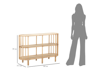 Console Panama 3 prateleiras – Metal, rattan e plástico 120x37,5x80 cm