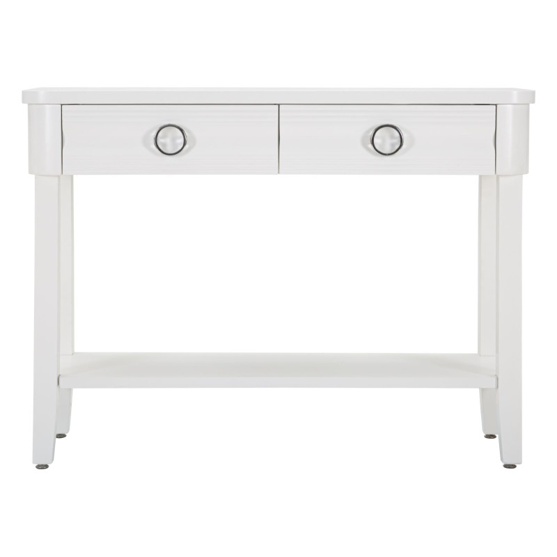 Console Shine – Bois de sapin, MDF et métal blanc 110x40x82 cm