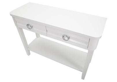 Console Shine – Bois de sapin, MDF et métal blanc 110x40x82 cm