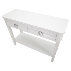 Console Shine – Bois de sapin, MDF et métal blanc 110x40x82 cm