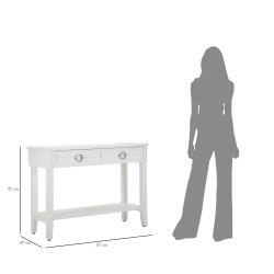 Console Shine – Bois de sapin, MDF et métal blanc 110x40x82 cm