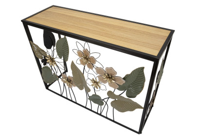 Consola Ressort – Metal negro, MDF y cristal multicolor 108x36,8x80 cm