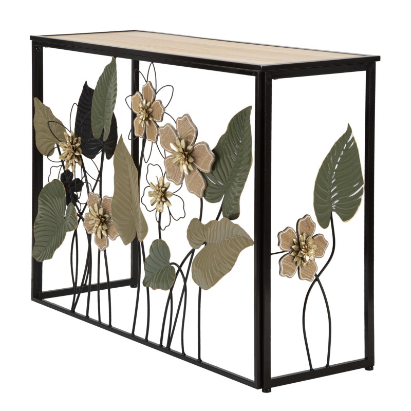 Console Ressort – Metal preto, MDF e vidro multicolorido 108x36,8x80 cm
