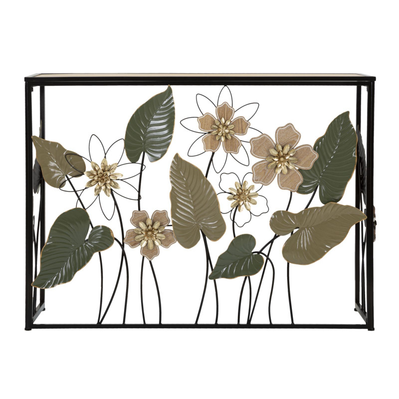 Console Ressort – Metal preto, MDF e vidro multicolorido 108x36,8x80 cm
