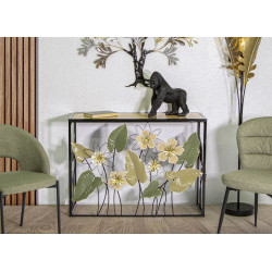 Console Ressort – Metal preto, MDF e vidro multicolorido 108x36,8x80 cm