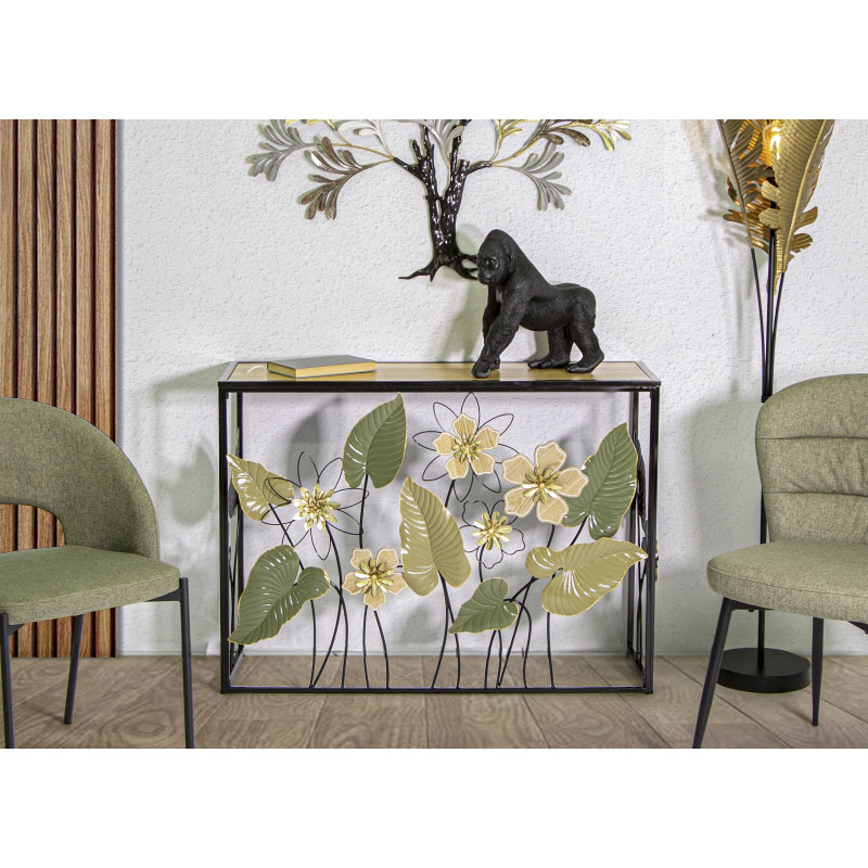 Console Ressort – Metal preto, MDF e vidro multicolorido 108x36,8x80 cm