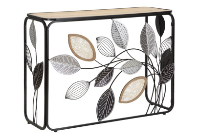 Console Automne – Métal noir, MDF et verre multicolore 108x36,8x80 cm