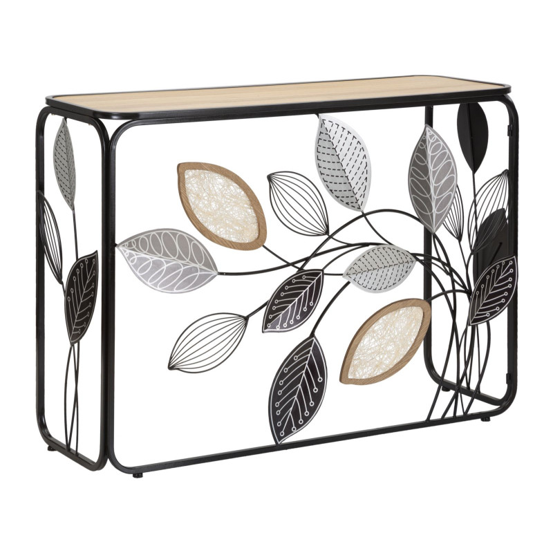 Console Outono – Metal preto, MDF e vidro multicolorido 108x36,8x80 cm