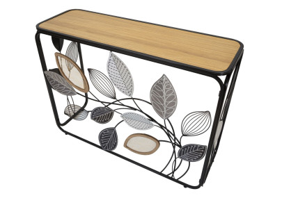 Console Automne – Métal noir, MDF et verre multicolore 108x36,8x80 cm