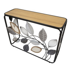 Console Automne – Métal noir, MDF et verre multicolore 108x36,8x80 cm