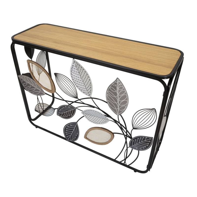 Console Outono – Metal preto, MDF e vidro multicolorido 108x36,8x80 cm