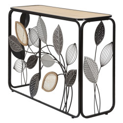 Console Automne – Métal noir, MDF et verre multicolore 108x36,8x80 cm