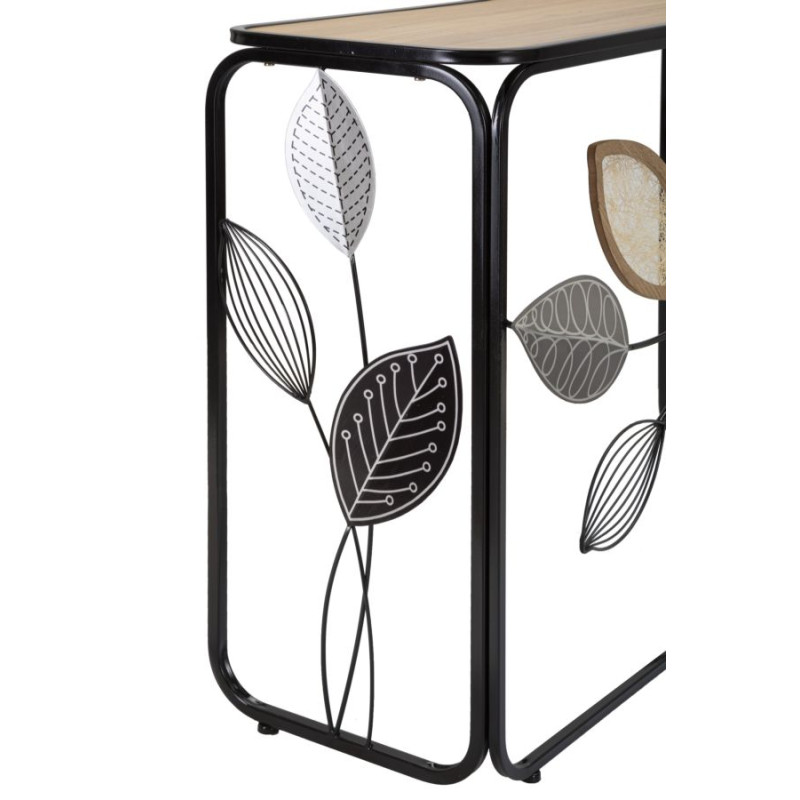 Console Outono – Metal preto, MDF e vidro multicolorido 108x36,8x80 cm
