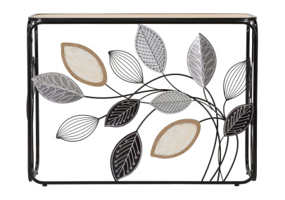 Console Automne – Métal noir, MDF et verre multicolore 108x36,8x80 cm