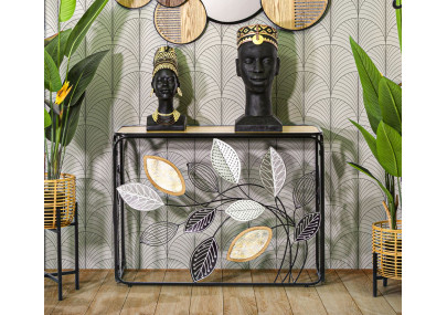 Console Outono – Metal preto, MDF e vidro multicolorido 108x36,8x80 cm