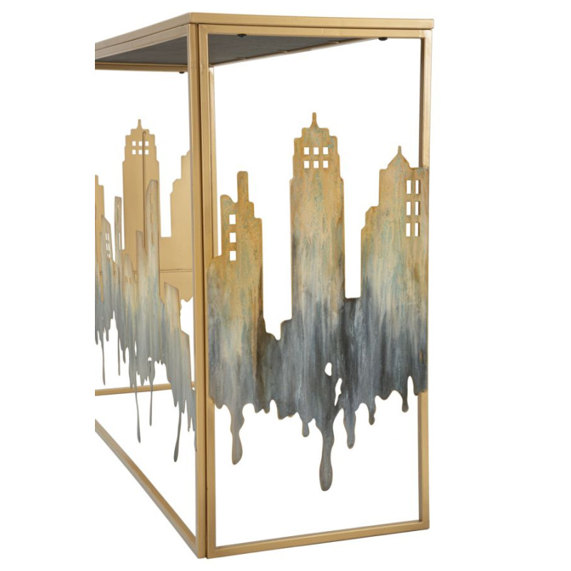 Console City – Metallo dorato, MDF e vetro multicolore 110x38,5x81 cm