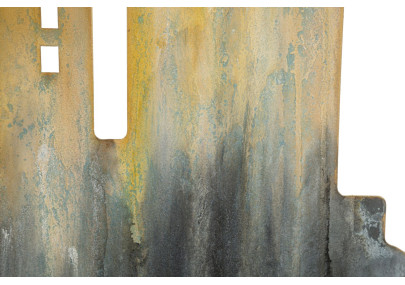 Console City – Métal doré, MDF et verre multicolore 110x38,5x81 cm