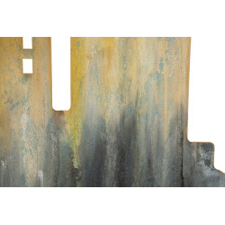 Console City – Métal doré, MDF et verre multicolore 110x38,5x81 cm