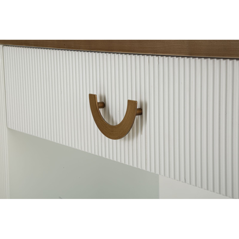 Console Tolosa – MDF, frêne et métal blanc, brun et or 121x40x78 cm