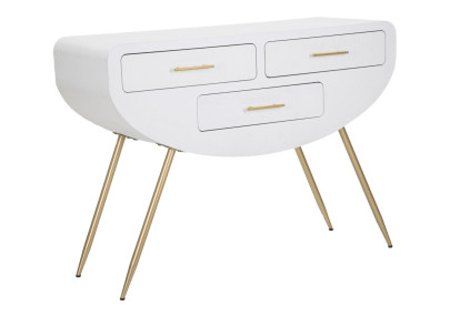 Console Venus – MDF et métal blanc et or 110x40x80 cm
