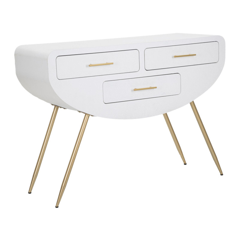 Console Venus – MDF et métal blanc et or 110x40x80 cm
