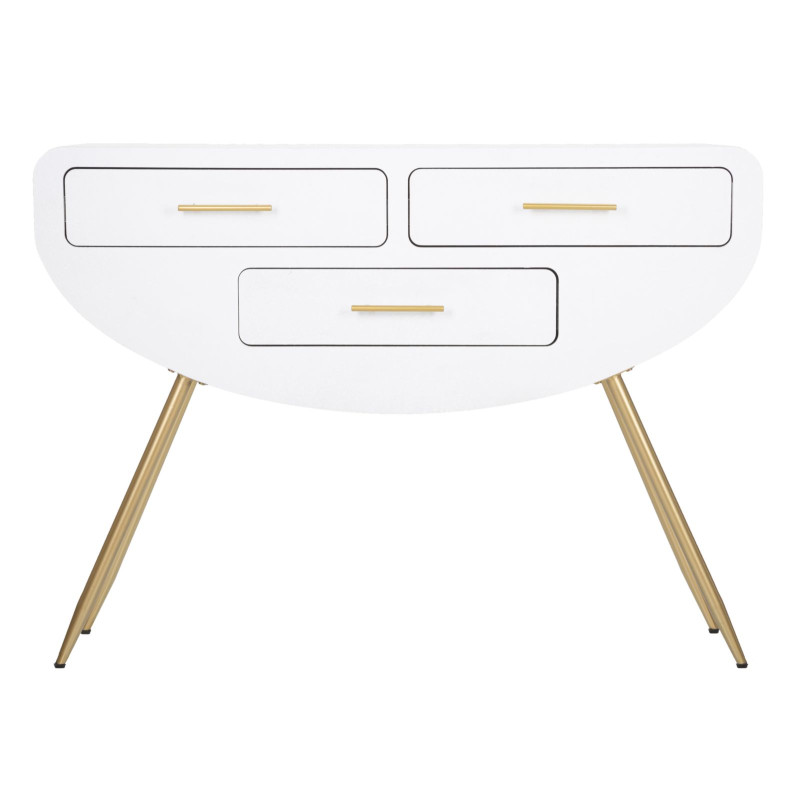Console Venus – MDF et métal blanc et or 110x40x80 cm