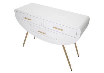 Console Venus – MDF et métal blanc et or 110x40x80 cm
