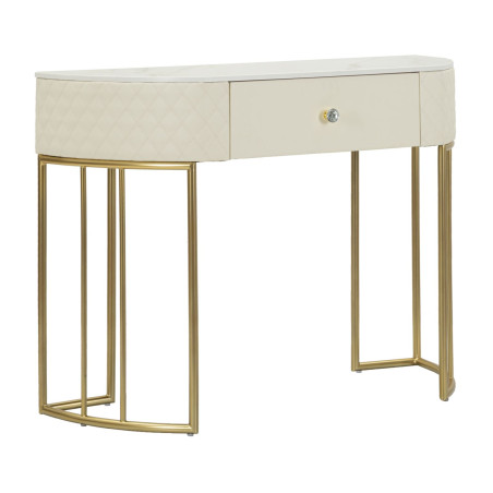 Console Sharon – Pin, MDF, metal e plástico branco e dourado 100x40x75 cm