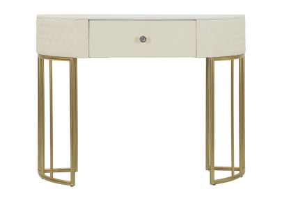 Console Sharon – Bois de pin, MDF, métal et plastique blanc et or 100x40x75 cm