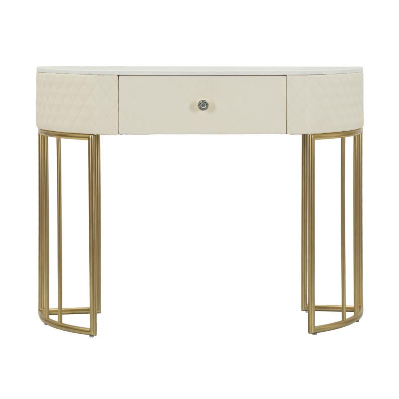 Console Sharon – Bois de pin, MDF, métal et plastique blanc et or 100x40x75 cm
