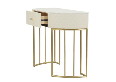 Console Sharon – Bois de pin, MDF, métal et plastique blanc et or 100x40x75 cm