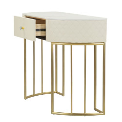 Console Sharon – Pin, MDF, metal e plástico branco e dourado 100x40x75 cm