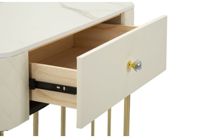 Console Sharon – Pin, MDF, metal e plástico branco e dourado 100x40x75 cm