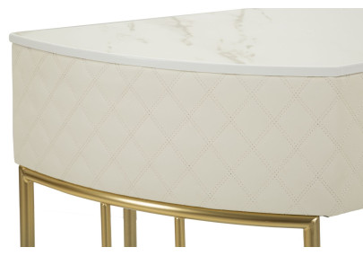Console Sharon – Pin, MDF, metal e plástico branco e dourado 100x40x75 cm
