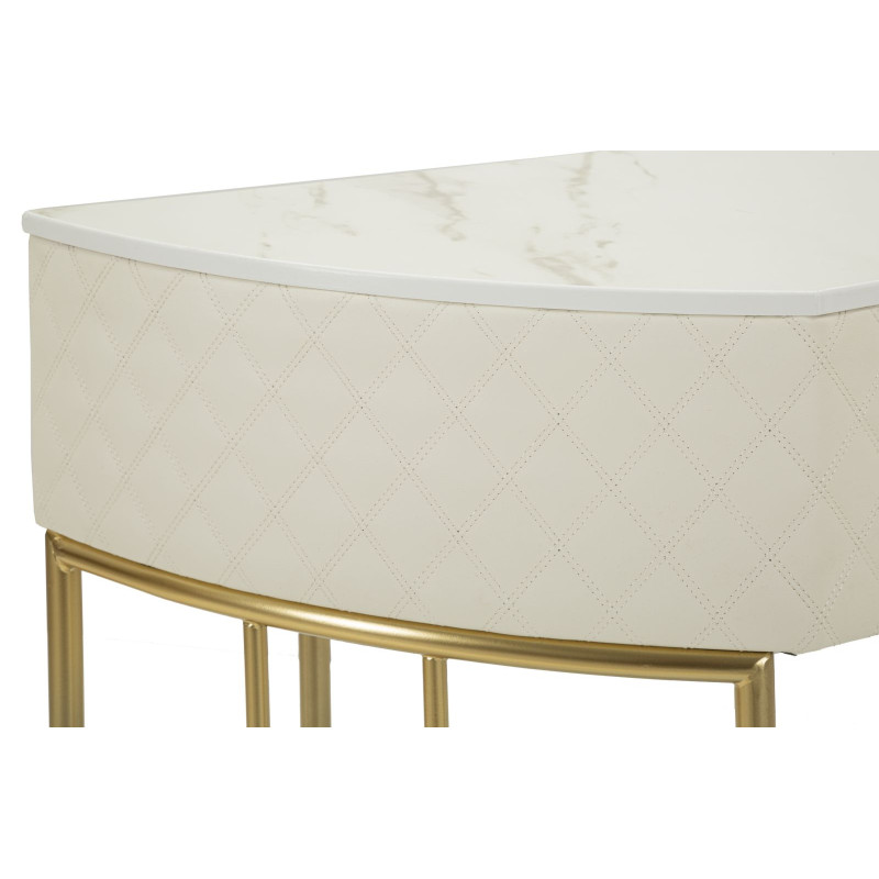 Console Sharon – Bois de pin, MDF, métal et plastique blanc et or 100x40x75 cm