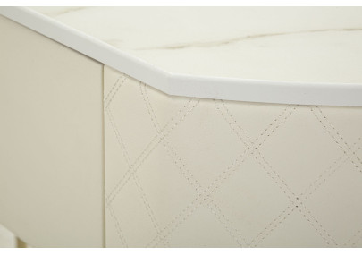 Console Sharon – Bois de pin, MDF, métal et plastique blanc et or 100x40x75 cm