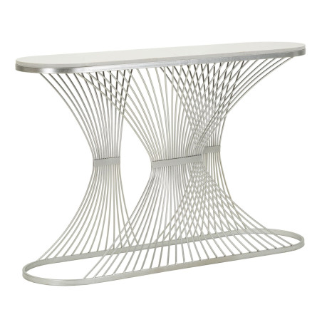 Consola Bande – Metal plateado y mármol 120x35x79 cm