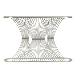 Console Bande – Métal argenté et marbre 120x35x79 cm