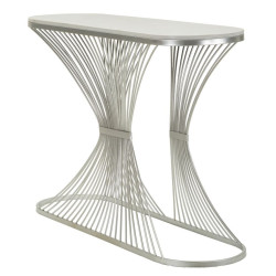 Console Bande – Métal argenté et marbre 120x35x79 cm