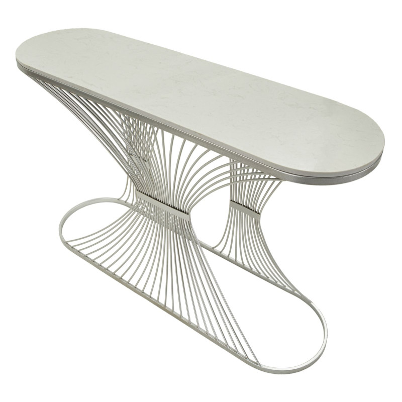 Consola Bande – Metal plateado y mármol 120x35x79 cm